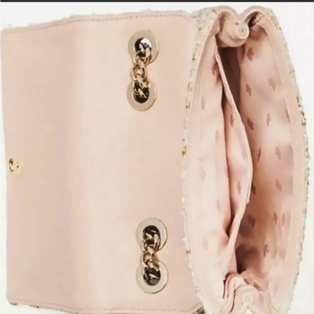 Kate Spade Quilted Tweed Flap Bag in Blush/Cream - Picture 5 of 14